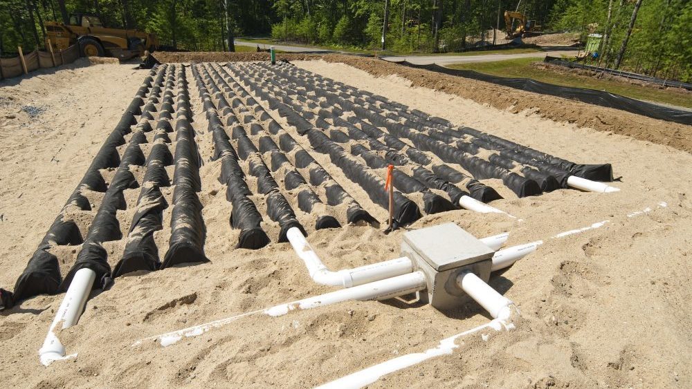 Leaching field on a new home site