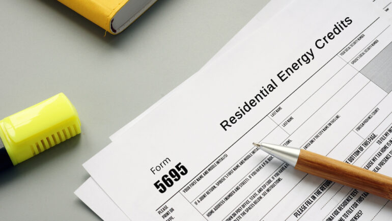 Form 5695 Residential Energy Tax Credits phrase on the page.